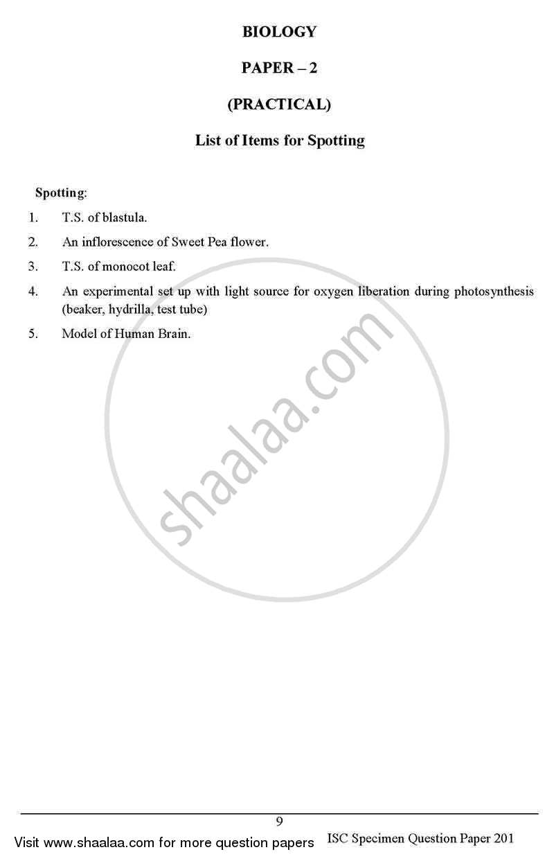 Biology (Theory) 2012-2013 - I.S.C. - Class 12 - CISCE (Council for the Indian School Certificate Examinations) question paper with PDF download