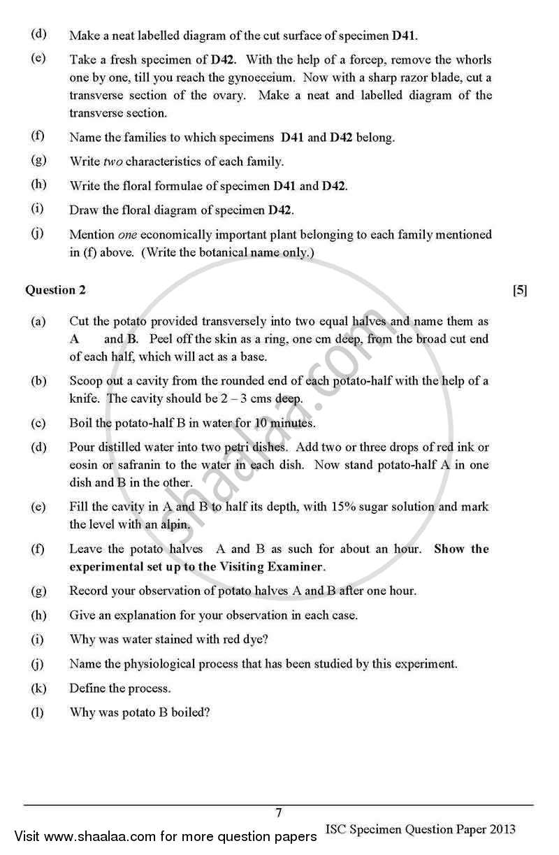 Biology (Theory) 2012-2013 - I.S.C. - Class 12 - CISCE (Council for the Indian School Certificate Examinations) question paper with PDF download