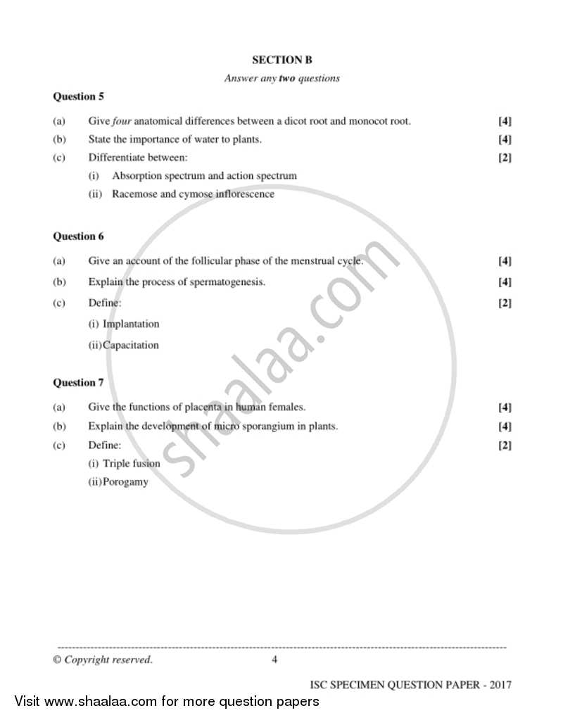 Biology (Theory) 2016-2017 - I.S.C. - Class 12 - CISCE (Council for the Indian School Certificate Examinations) question paper with PDF download