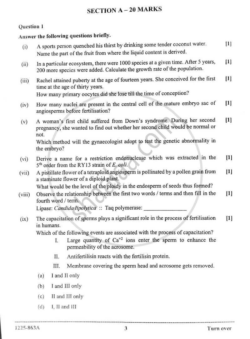 Biology (Theory) 2024-2025 - I.S.C. - ISC Class 12 - CISCE (Council for the Indian School Certificate Examinations) question paper with PDF download