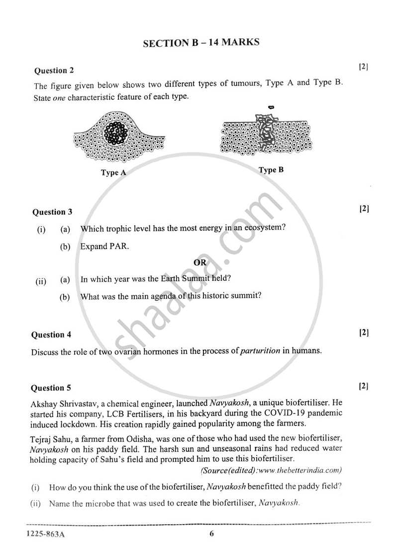 Biology (Theory) 2024-2025 - I.S.C. - ISC Class 12 - CISCE (Council for the Indian School Certificate Examinations) question paper with PDF download
