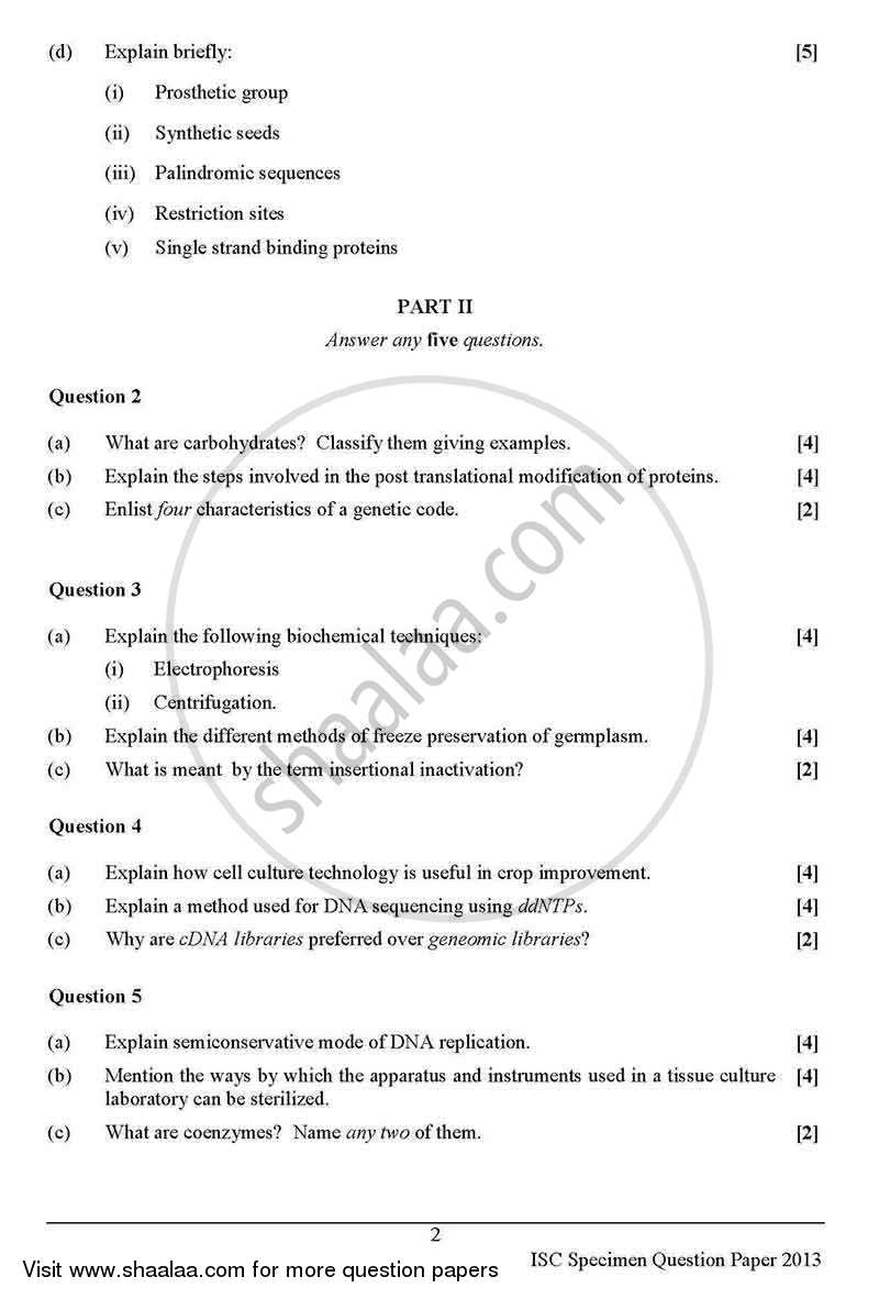 Biotechnology (Theory) 2012-2013 - I.S.C. - Class 12 - CISCE (Council for the Indian School Certificate Examinations) question paper with PDF download
