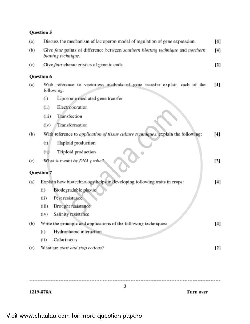 Biotechnology (Theory) 2018-2019 - I.S.C. - Class 12 - CISCE (Council for the Indian School Certificate Examinations) question paper with PDF download