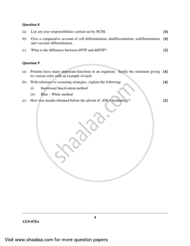 Biotechnology (Theory) 2018-2019 - I.S.C. - Class 12 - CISCE (Council for the Indian School Certificate Examinations) question paper with PDF download