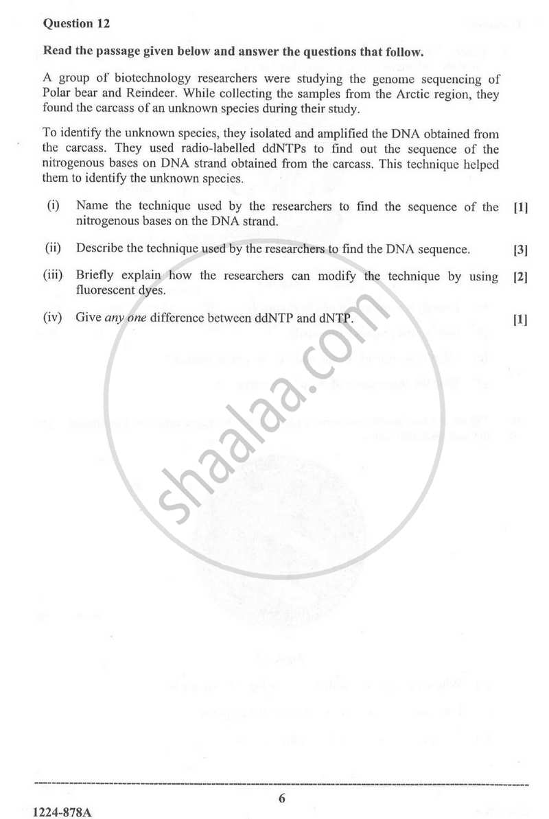 Biotechnology (Theory) 2023-2024 - I.S.C. - ISC Class 12 - CISCE (Council for the Indian School Certificate Examinations) question paper with PDF download