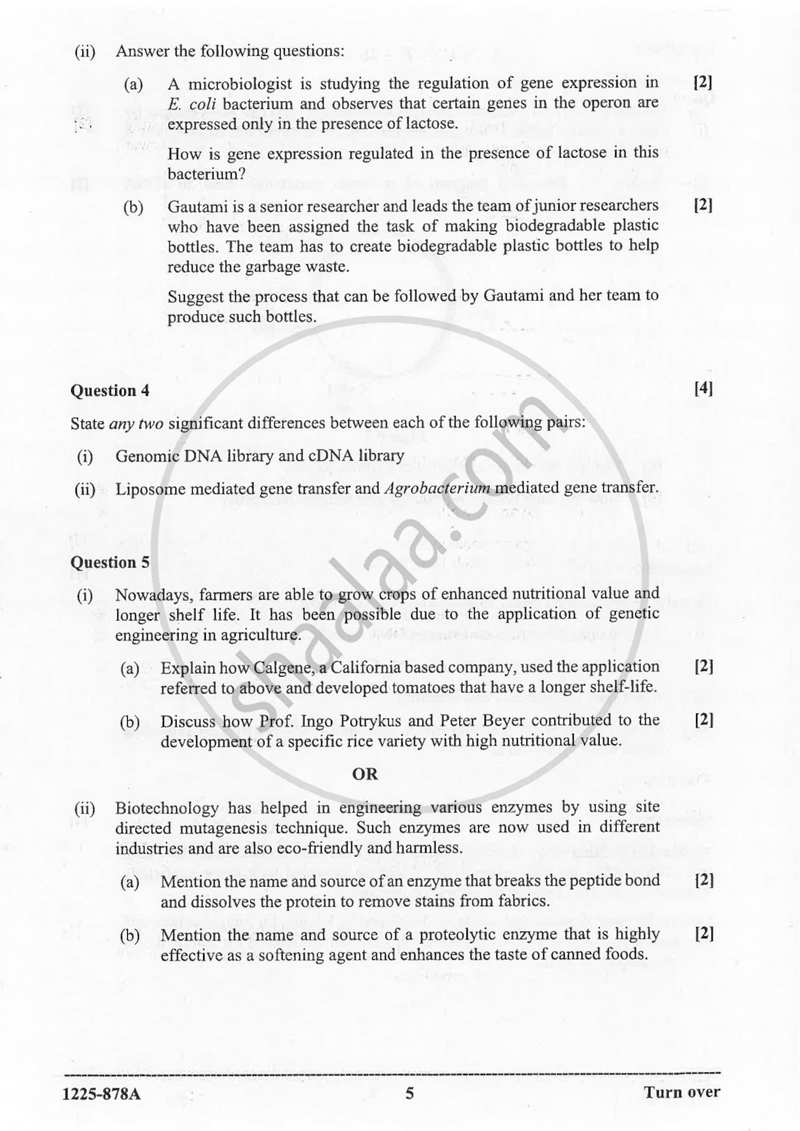 Biotechnology (Theory) 2024-2025 - I.S.C. - ISC Class 12 - CISCE (Council for the Indian School Certificate Examinations) question paper with PDF download