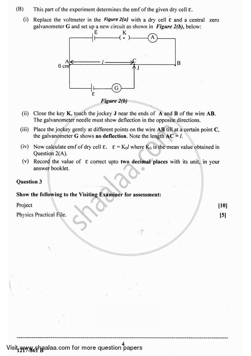Chemistry (Practical) 2016-2017 - I.S.C. - Class 12 - CISCE (Council for the Indian School Certificate Examinations) question paper with PDF download