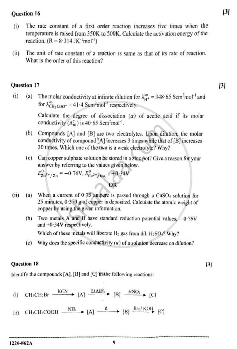 Chemistry (Theory) 2025-2026 - I.S.C. - ISC Class 12 - CISCE (Council for the Indian School Certificate Examinations) question paper with PDF download