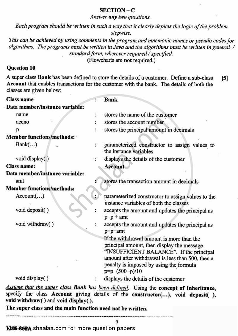 Computer Science (Theory) 2015-2016 - I.S.C. - Class 12 - CISCE (Council for the Indian School Certificate Examinations) question paper with PDF download