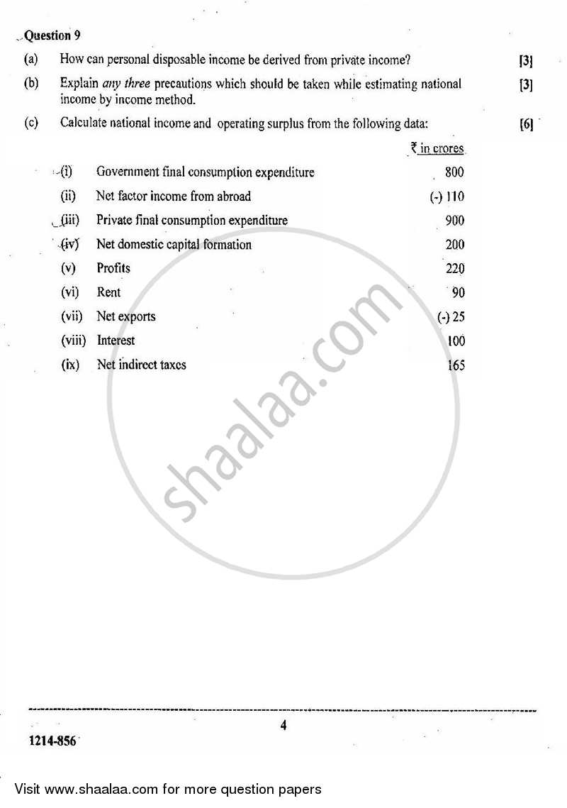 Economics 2013-2014 - I.S.C. - Class 12 - CISCE (Council for the Indian School Certificate Examinations) question paper with PDF download