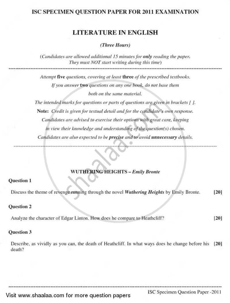 Elective English 2010-2011 - I.S.C. - Class 12 - CISCE (Council for the Indian School Certificate Examinations) question paper with PDF download