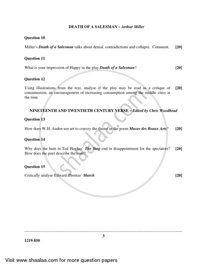 Elective English 2018-2019 - I.S.C. - Class 12 - CISCE (Council for the Indian School Certificate Examinations) question paper with PDF download