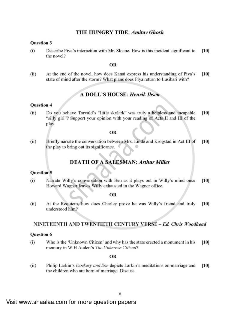 Elective English 2021-2022 - I.S.C. - Class 12 - CISCE (Council for the Indian School Certificate Examinations) question paper with PDF download