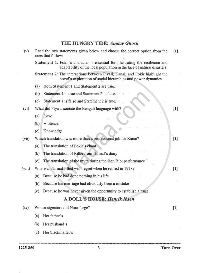 Elective English 2024-2025 - I.S.C. - Class 12 - CISCE (Council for the Indian School Certificate Examinations) question paper with PDF download