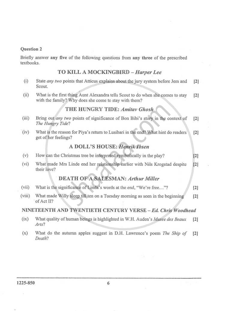 Elective English 2024-2025 - I.S.C. - Class 12 - CISCE (Council for the Indian School Certificate Examinations) question paper with PDF download