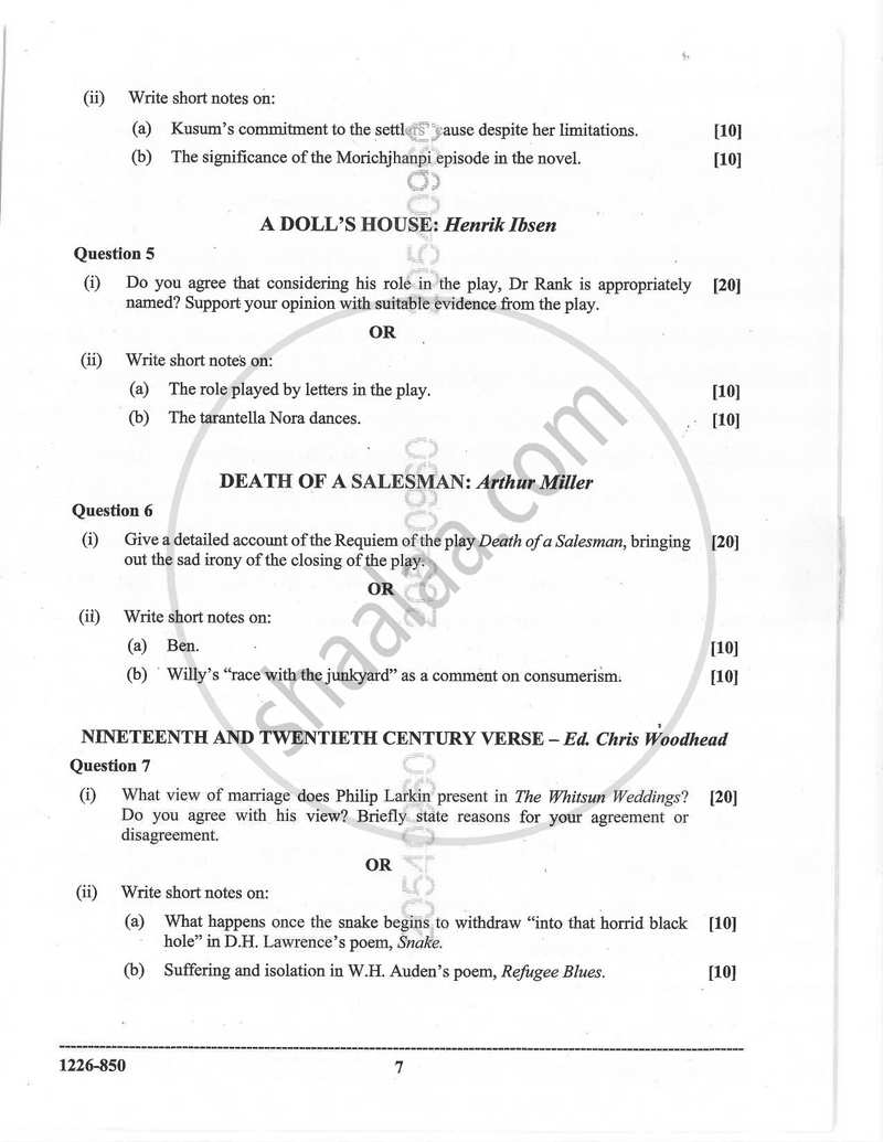 Elective English 2025-2026 - I.S.C. - Class 12 - CISCE (Council for the Indian School Certificate Examinations) question paper with PDF download