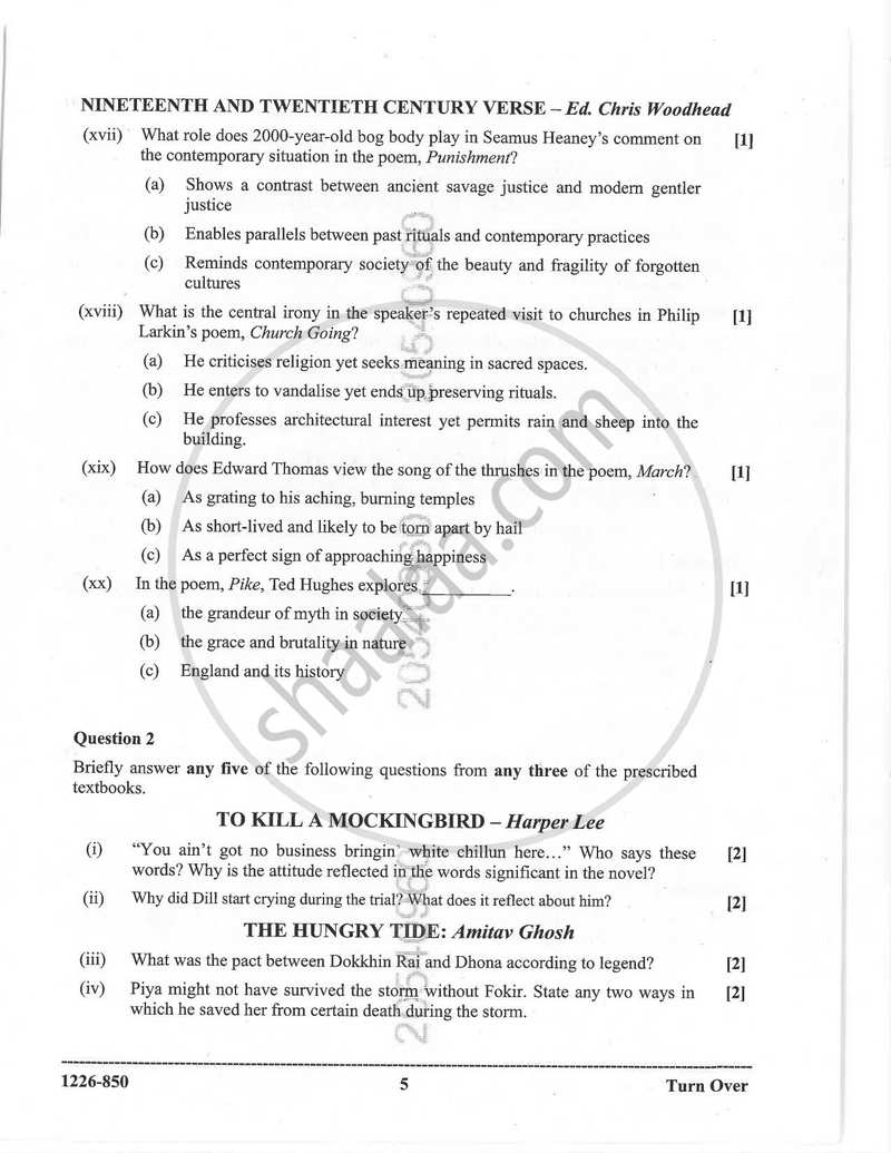 Elective English 2025-2026 - I.S.C. - Class 12 - CISCE (Council for the Indian School Certificate Examinations) question paper with PDF download
