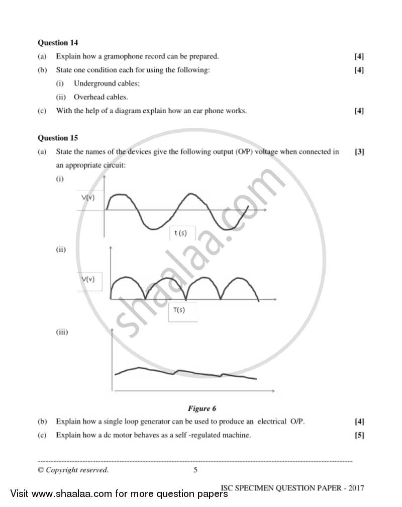 Electricity and Electronics 2016-2017 - I.S.C. - Class 12 - CISCE (Council for the Indian School Certificate Examinations) question paper with PDF download