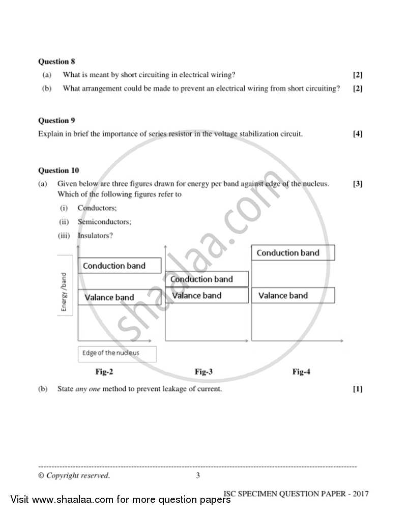 Electricity and Electronics 2016-2017 - I.S.C. - Class 12 - CISCE (Council for the Indian School Certificate Examinations) question paper with PDF download