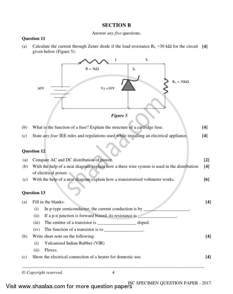 Electricity and Electronics 2016-2017 - I.S.C. - Class 12 - CISCE (Council for the Indian School Certificate Examinations) question paper with PDF download