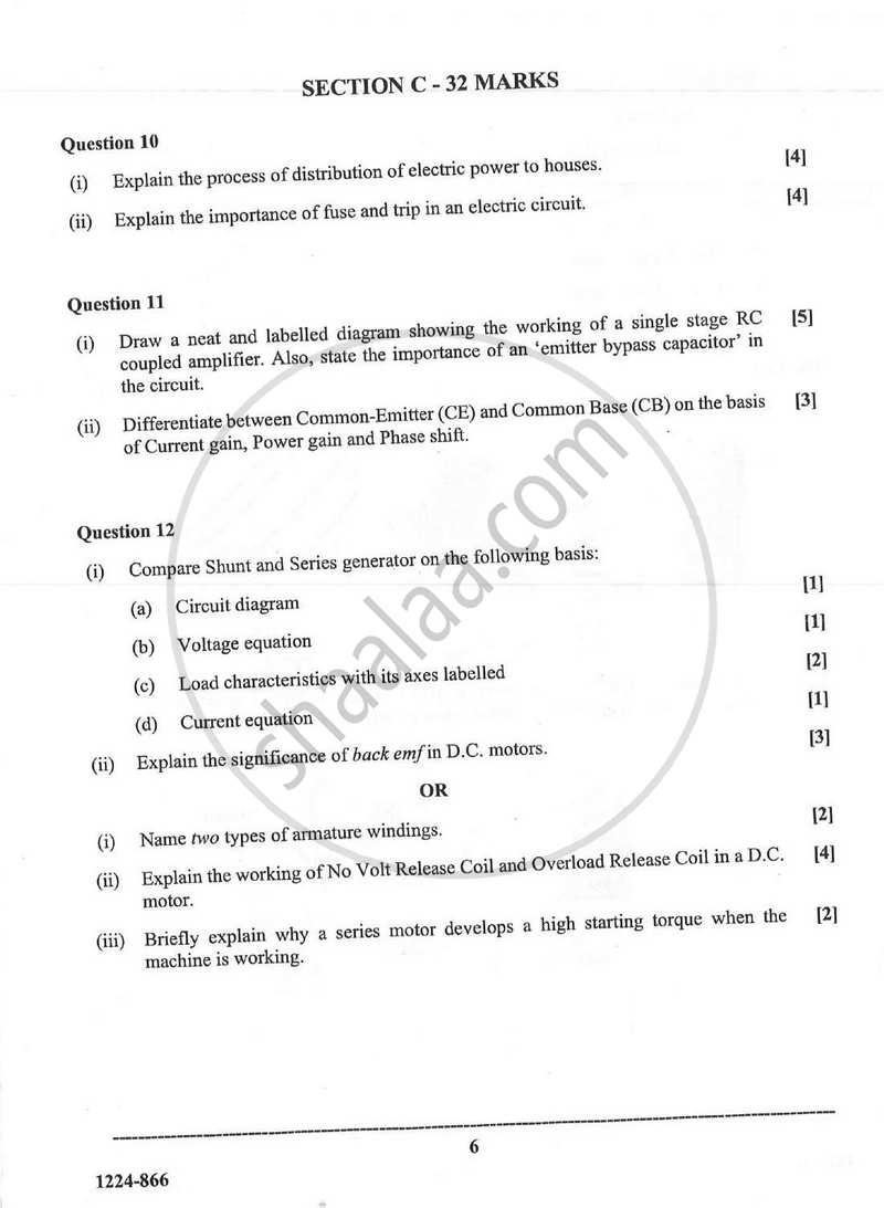 Electricity and Electronics 2023-2024 - I.S.C. - ISC Class 12 - CISCE (Council for the Indian School Certificate Examinations) question paper with PDF download