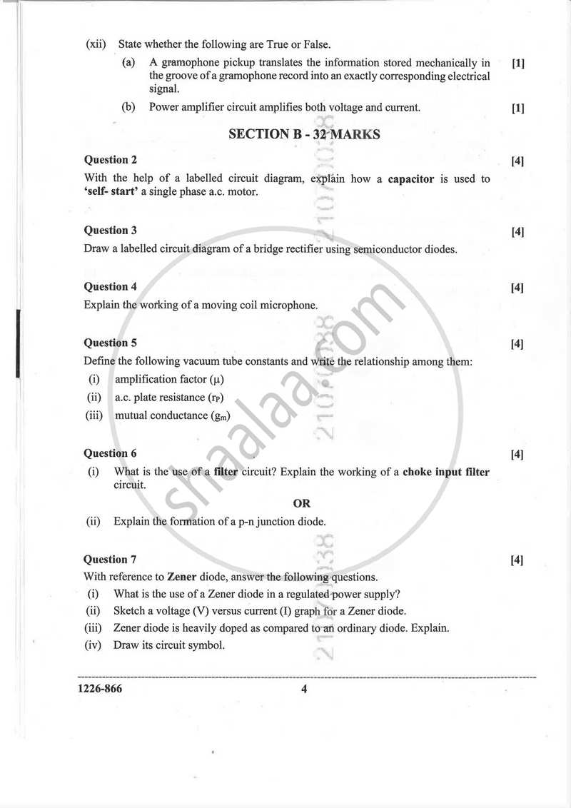 Electricity and Electronics 2025-2026 - I.S.C. - ISC Class 12 - CISCE (Council for the Indian School Certificate Examinations) question paper with PDF download