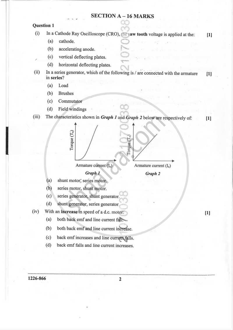 Electricity and Electronics 2025-2026 - I.S.C. - ISC Class 12 - CISCE (Council for the Indian School Certificate Examinations) question paper with PDF download