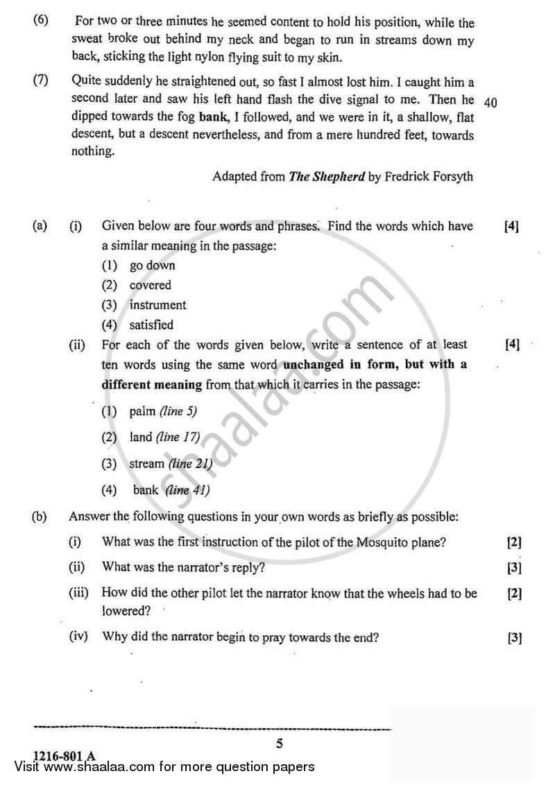 English Language 2015-2016 - I.S.C. - Class 12 - CISCE (Council for the Indian School Certificate Examinations) question paper with PDF download