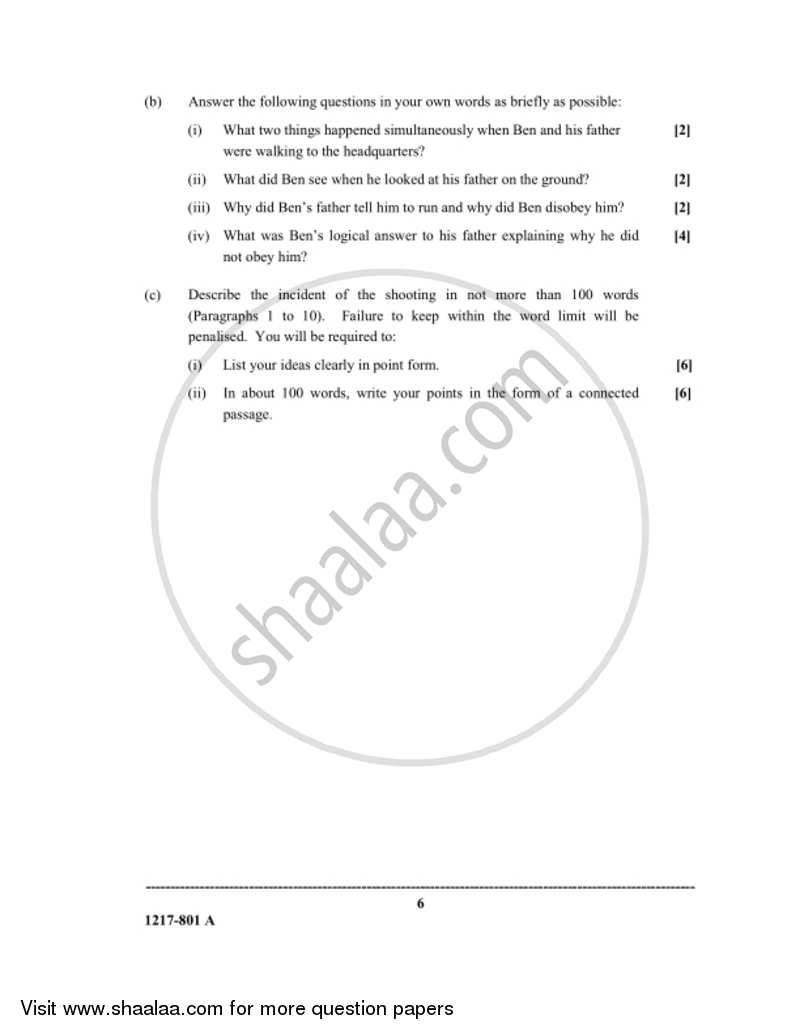 English Language 2016-2017 - I.S.C. - Class 12 - CISCE (Council for the Indian School Certificate Examinations) question paper with PDF download