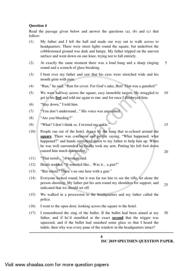 English Language 2018-2019 - I.S.C. - Class 12 - CISCE (Council for the Indian School Certificate Examinations) question paper with PDF download