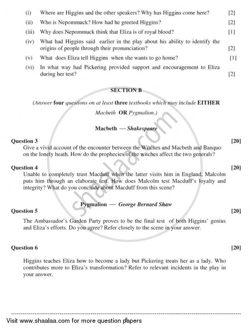 English Literature 2010-2011 - I.S.C. - Class 12 - CISCE (Council for the Indian School Certificate Examinations) question paper with PDF download