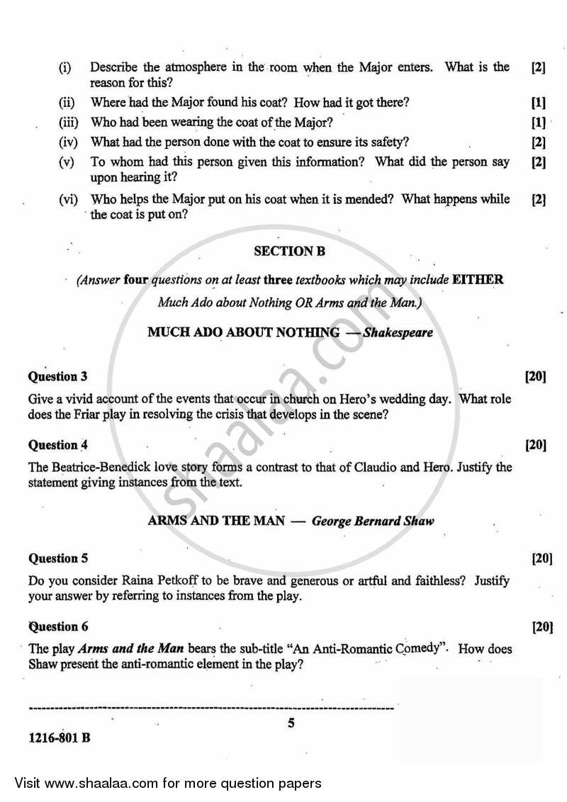 English Literature 2015-2016 - I.S.C. - Class 12 - CISCE (Council for the Indian School Certificate Examinations) question paper with PDF download