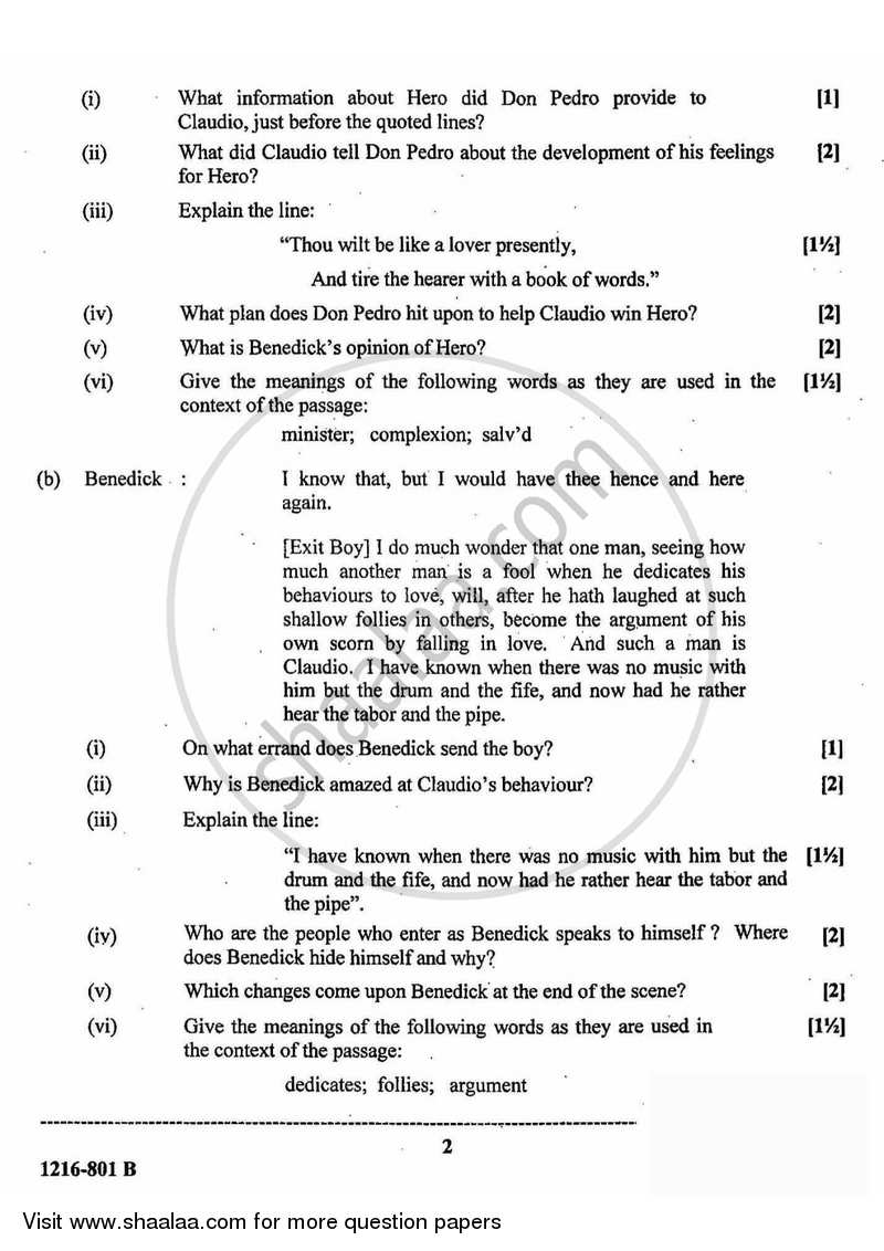 English Literature 2015-2016 - I.S.C. - Class 12 - CISCE (Council for the Indian School Certificate Examinations) question paper with PDF download