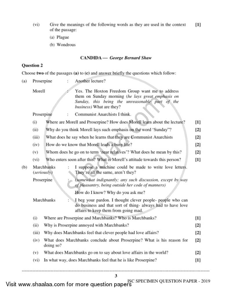 English Literature 2018-2019 - I.S.C. - Class 12 - CISCE (Council for the Indian School Certificate Examinations) question paper with PDF download