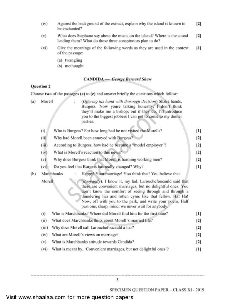 English (Literature in English) 2018-2019 - I.S.C. - Class 11 - CISCE (Council for the Indian School Certificate Examinations) question paper with PDF download