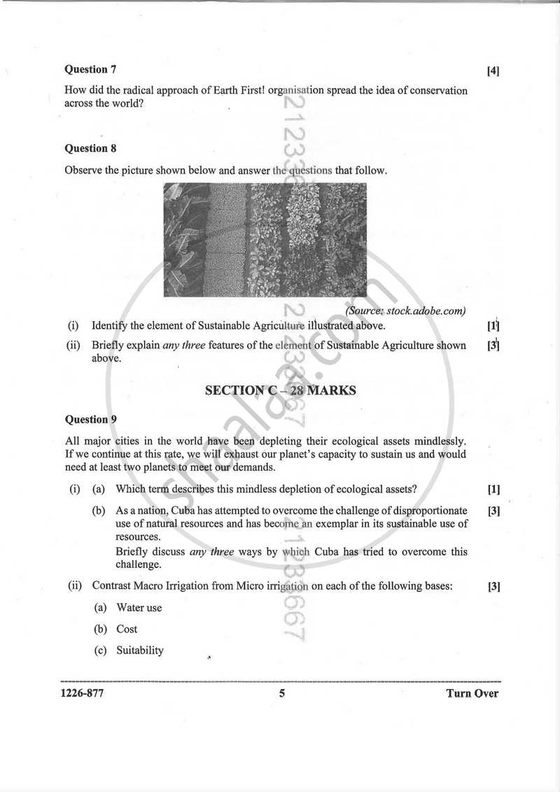 Environmental Science (Theory) 2025-2026 - I.S.C. - Class 12 - CISCE (Council for the Indian School Certificate Examinations) question paper with PDF download