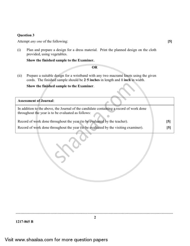 Fashion Designing (Practical) 2016-2017 - I.S.C. - Class 12 - CISCE (Council for the Indian School Certificate Examinations) question paper with PDF download