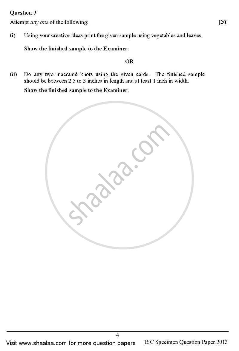 Fashion Designing (Theory) 2012-2013 - I.S.C. - Class 12 - CISCE (Council for the Indian School Certificate Examinations) question paper with PDF download