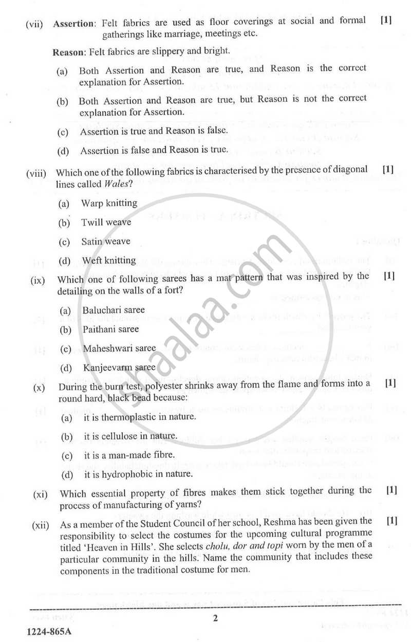 Fashion Designing (Theory) 2023-2024 - I.S.C. - Class 12 - CISCE (Council for the Indian School Certificate Examinations) question paper with PDF download