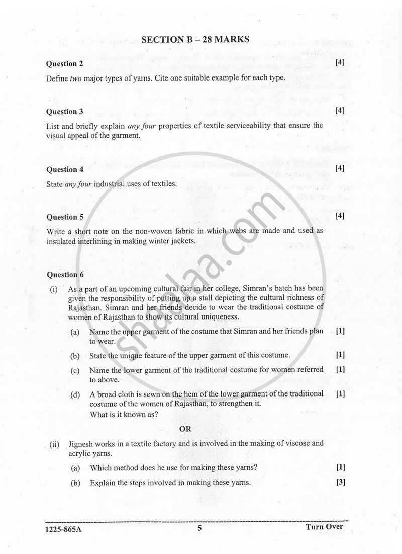 Fashion Designing (Theory) 2024-2025 - I.S.C. - Class 12 - CISCE (Council for the Indian School Certificate Examinations) question paper with PDF download