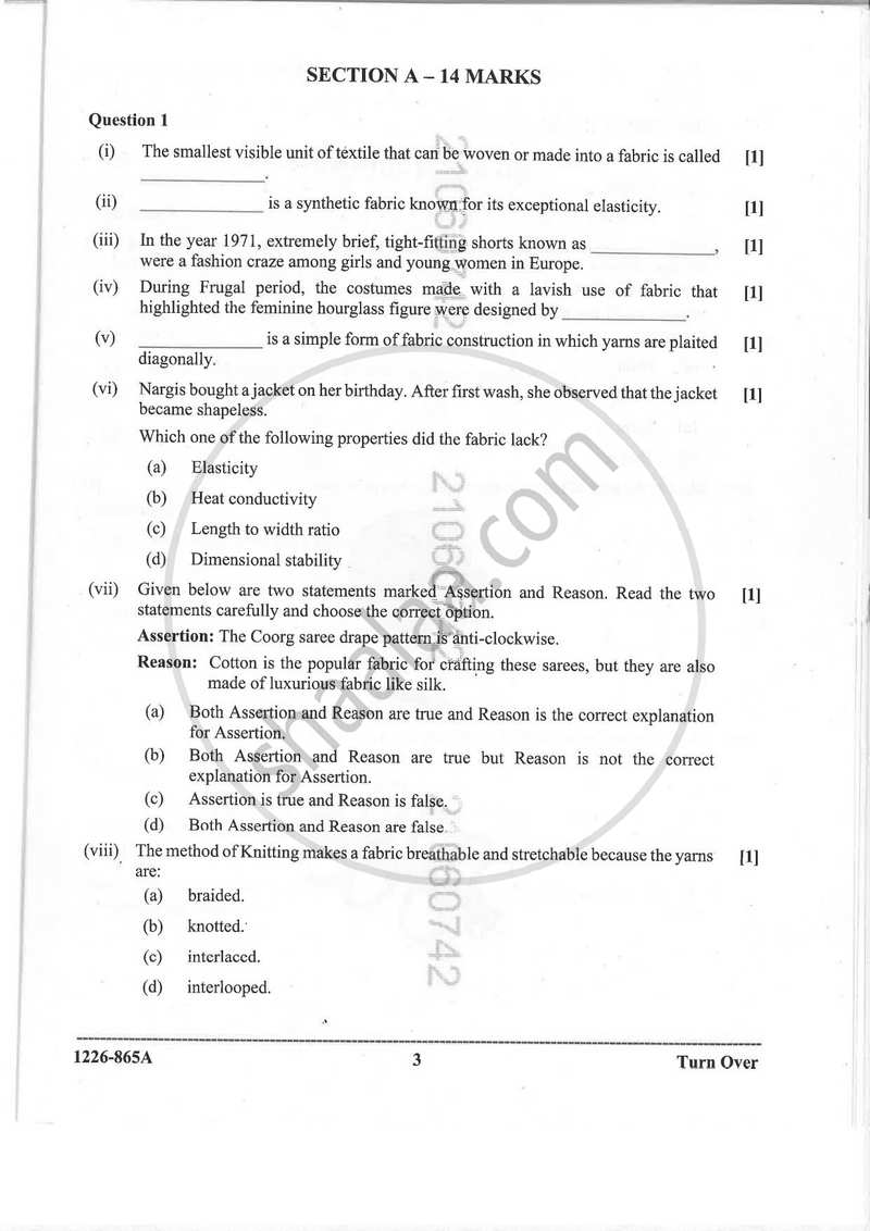 Fashion Designing (Theory) 2025-2026 - I.S.C. - Class 12 - CISCE (Council for the Indian School Certificate Examinations) question paper with PDF download