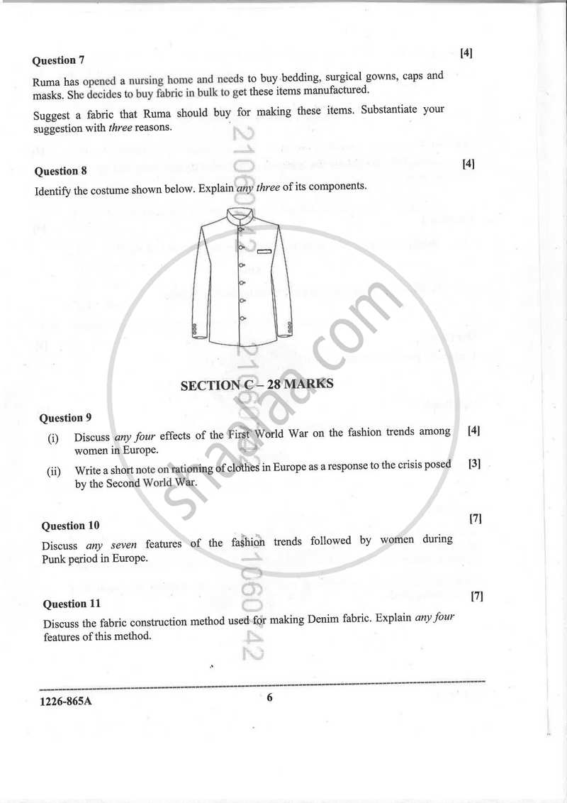 Fashion Designing (Theory) 2025-2026 - I.S.C. - Class 12 - CISCE (Council for the Indian School Certificate Examinations) question paper with PDF download