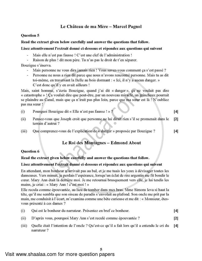 French (Modern Foreign Language) 2021-2022 - I.S.C. - Class 12 - CISCE (Council for the Indian School Certificate Examinations) question paper with PDF download