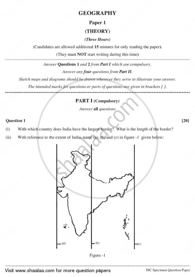 Geography 2010-2011 - I.S.C. - Class 12 - CISCE (Council for the Indian School Certificate Examinations) question paper with PDF download
