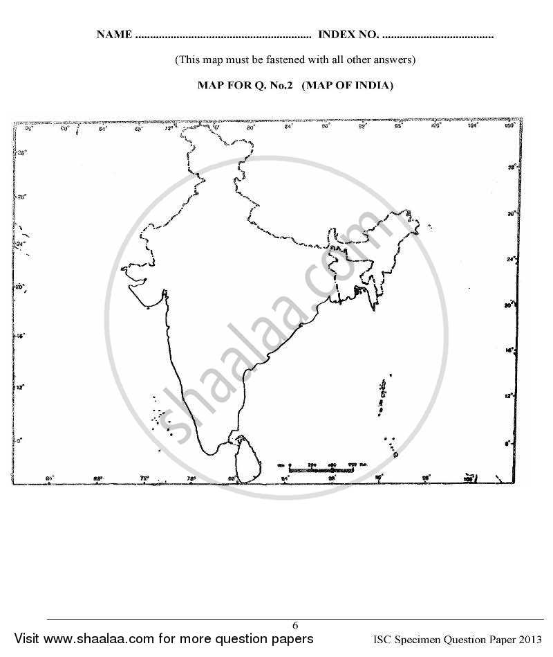 Geography 2012-2013 - I.S.C. - Class 12 - CISCE (Council for the Indian School Certificate Examinations) question paper with PDF download