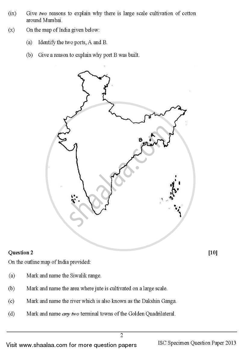 Geography 2012-2013 - I.S.C. - Class 12 - CISCE (Council for the Indian School Certificate Examinations) question paper with PDF download