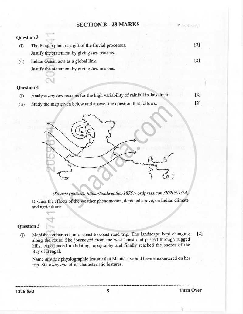 Geography 2025-2026 - I.S.C. - Class 12 - CISCE (Council for the Indian School Certificate Examinations) question paper with PDF download