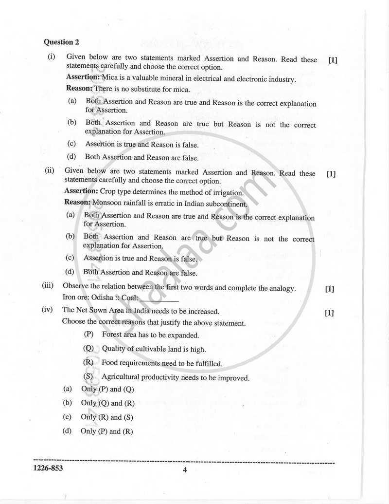 Geography 2025-2026 - I.S.C. - Class 12 - CISCE (Council for the Indian School Certificate Examinations) question paper with PDF download