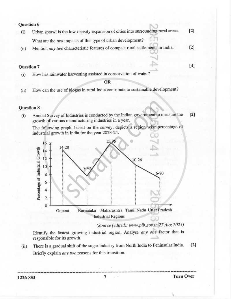 Geography 2025-2026 - I.S.C. - Class 12 - CISCE (Council for the Indian School Certificate Examinations) question paper with PDF download