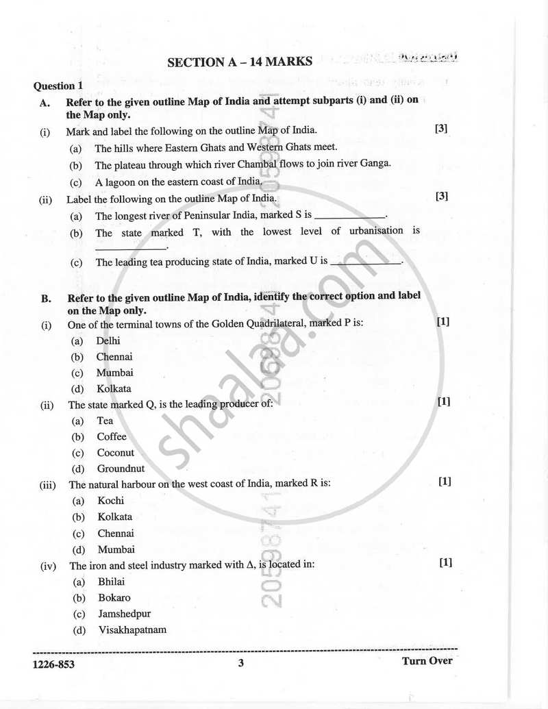 Geography 2025-2026 - I.S.C. - Class 12 - CISCE (Council for the Indian School Certificate Examinations) question paper with PDF download